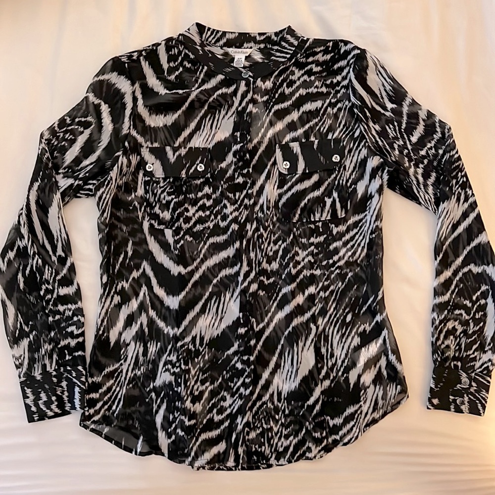 Calvin Klein Black and White Blouse